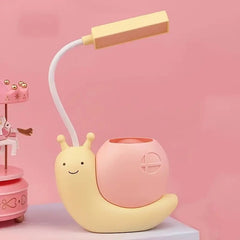 Cute Snail USB Desk Lamp with Pen Holder, LED Night Light