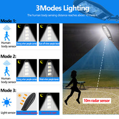 Outdoor Solar LED Wall Light, 3 Modes, PIR Motion Sensor