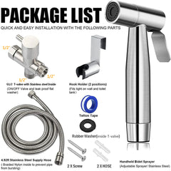 toilet Shattaf Adapter & Bidet Spray, Stainless Steel Handheld