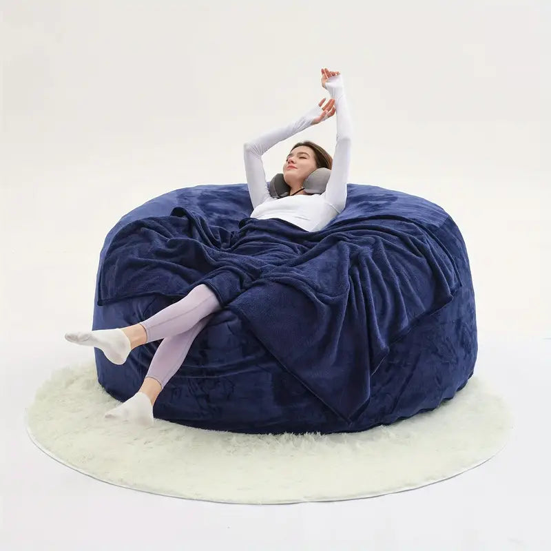 Giant 5FT Bean Bag Chair with Filler, U-Shape Pillow, Blanket Pillow, and 6FT Carpet