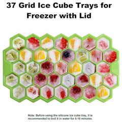 37-Grid Honeycomb Silicone Ice Cube Tray with Lid