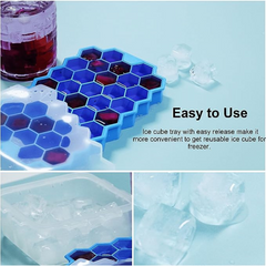 37-Grid Honeycomb Silicone Ice Cube Tray with Lid