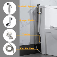 toilet Shattaf Adapter & Bidet Spray, Stainless Steel Handheld