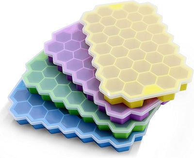 37-Grid Honeycomb Silicone Ice Cube Tray with Lid