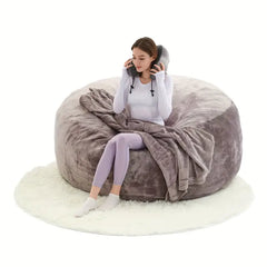 Giant 5FT Bean Bag Chair with Filler, U-Shape Pillow, Blanket Pillow, and 6FT Carpet