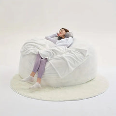 Giant 5FT Bean Bag Chair with Filler, U-Shape Pillow, Blanket Pillow, and 6FT Carpet