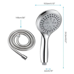 High Pressure Handheld Shower Head with 5 Settings & 5FT Hose