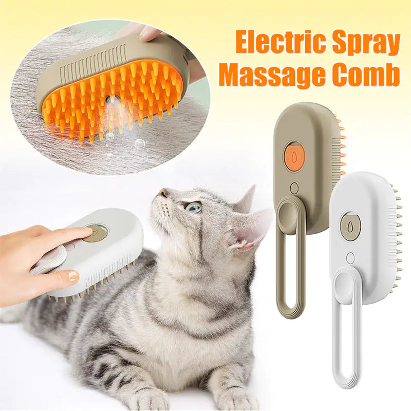 3-in-1 Cat Steam Brush, Electric Spray Grooming Tool