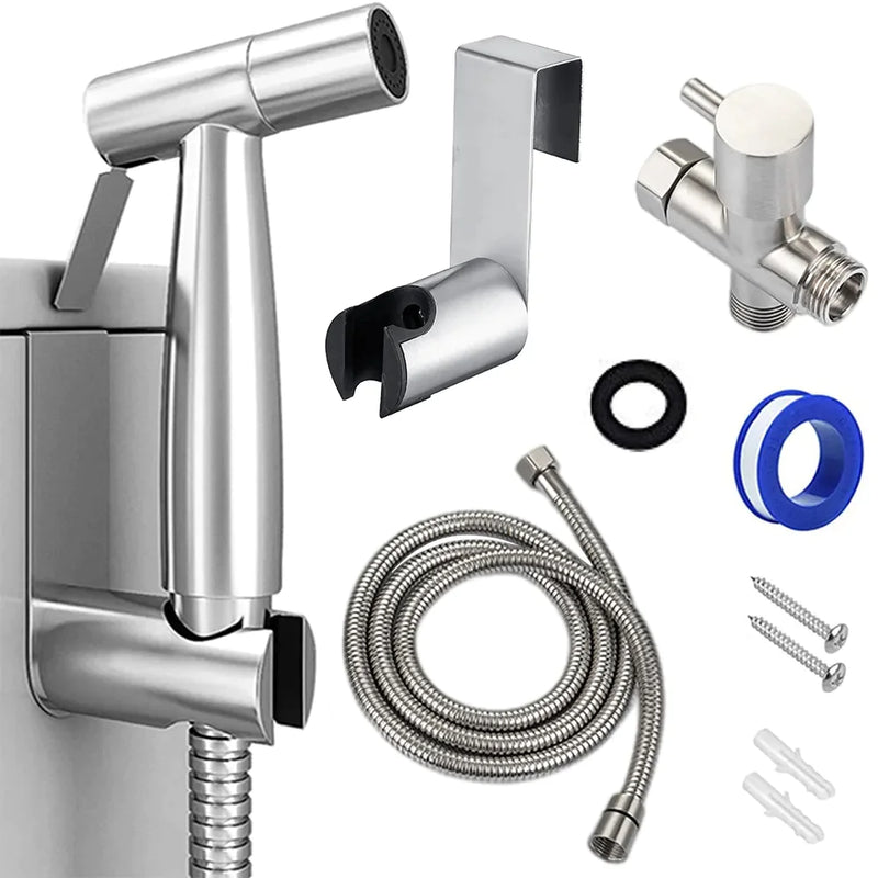 toilet Shattaf Adapter & Bidet Spray, Stainless Steel Handheld