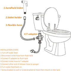 toilet Shattaf Adapter & Bidet Spray, Stainless Steel Handheld