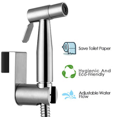 toilet Shattaf Adapter & Bidet Spray, Stainless Steel Handheld